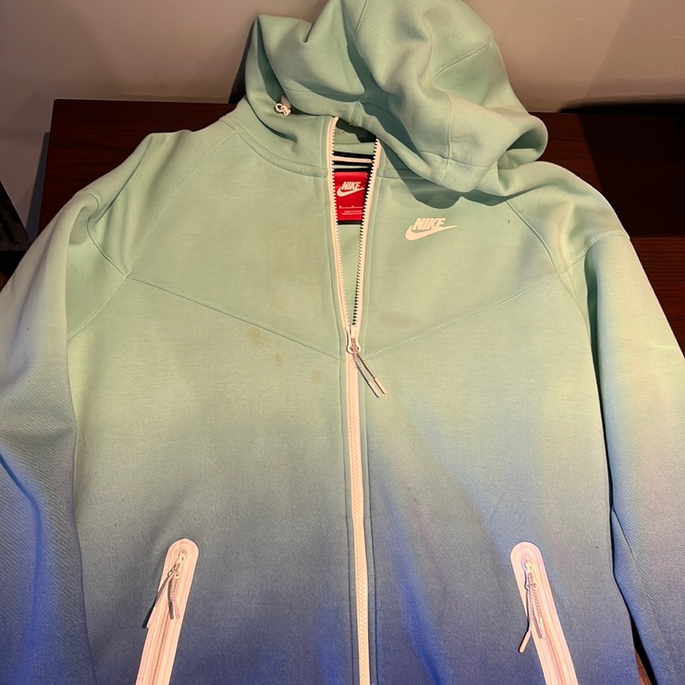 Ombré blue and turquoise Nike Tech Fleece Jacket